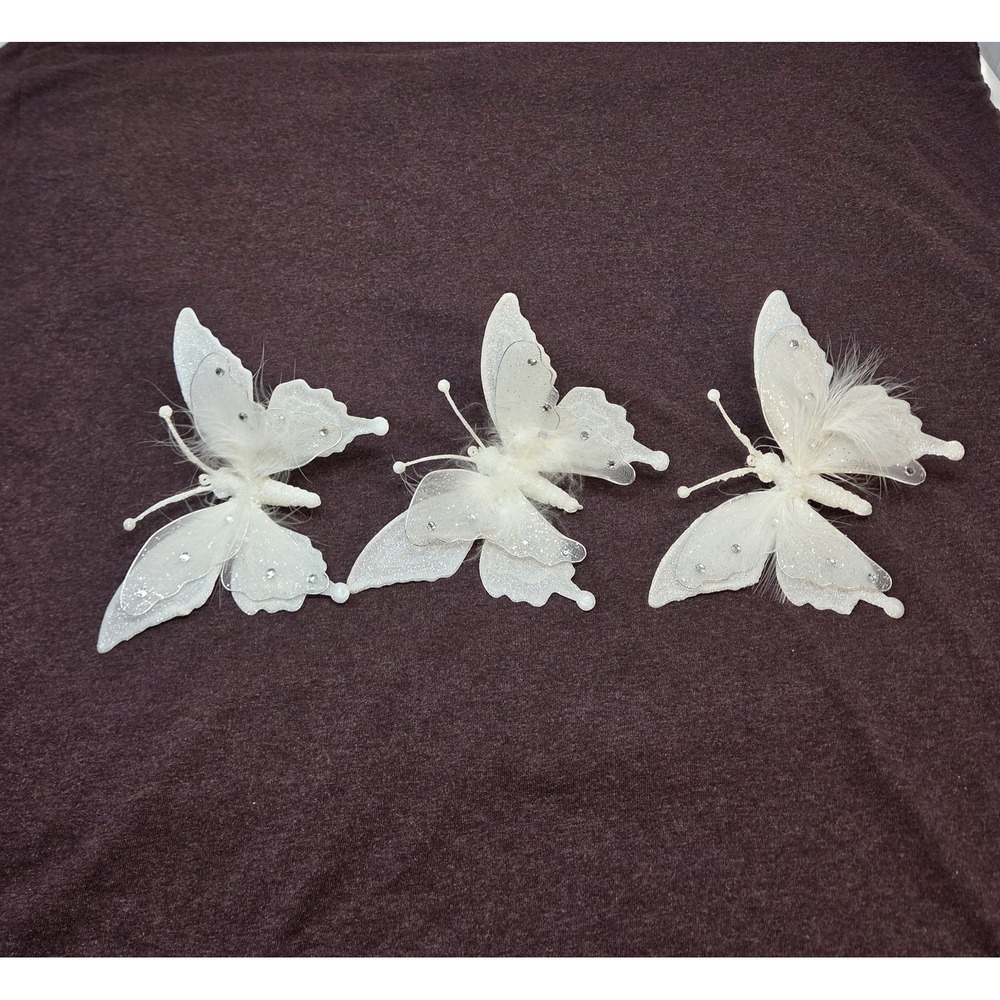 Rachel Set of 6 Gold Beaded Glitter Butterfly Christmas Tree Clips